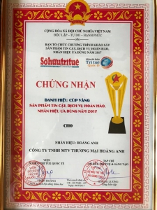 Danh hiệu cúp vàng sản phẩm tin cậy, dịch vụ hoàn hảo, nhãn hiệu ưa dùng